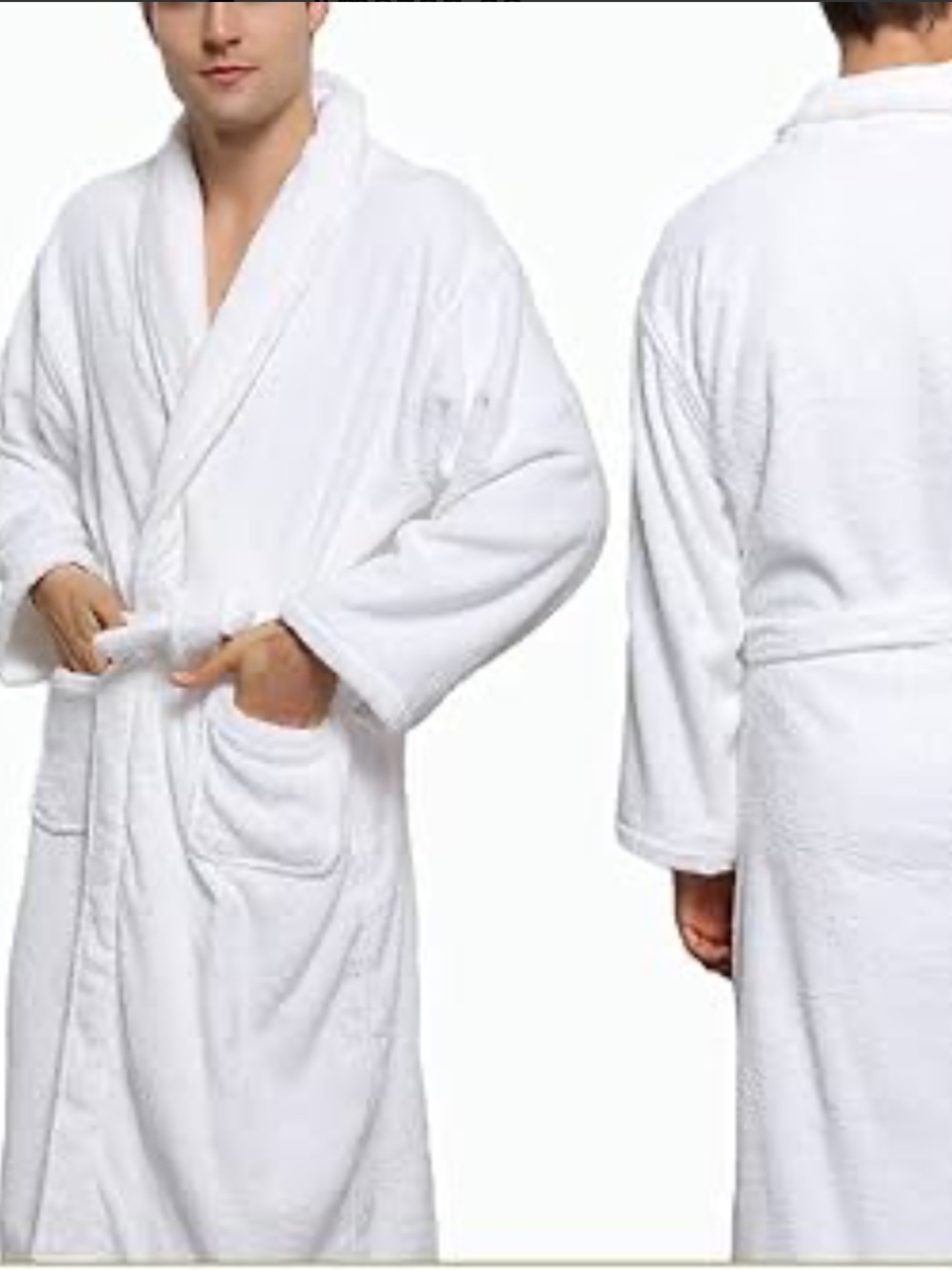 100%Cotton Pacific Bay white Bathrobe with Belt resort wear vacation Unisex